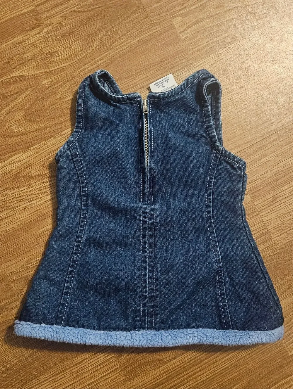 Y2K Vintage OshKosh Baby Denim Sleeveless Dress with Light Blue Trim